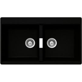 SCHOCK KITCHEN SINK HORIZONT N200 A - 2 BOWLS CRISTADUR PURE BLACK