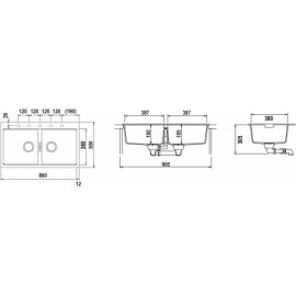 SCHOCK EINBAUSPÜLE HORIZON N200 A DOPPELBECKEN CRISTADUR POLARIS EXTRA WHITE