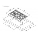 STEEL GENESI GAS HOB GP7B-5 STAINLESS STEEL BASE 75 CM