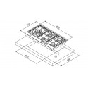 STEEL GENESI GAS HOB GP9B-5 STAINLESS STEEL BASE 90 CM