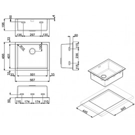 LAVELLO SMEG VQR50 SERIE MIRA  MONOVASCA ACCIAIO INOX 57 CM