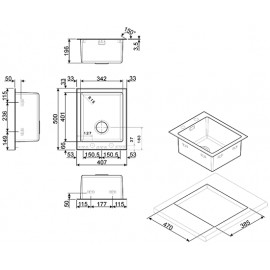 LAVELLO SMEG VQR40RS  MONOVASCA ACCIAIO INOX 