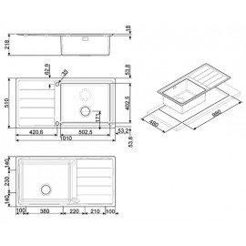 SMEG FLÄCHENBÜNDIGE EINBAUSPÜLE LFT100S EDELSTAHL SATINIERT 100 CM