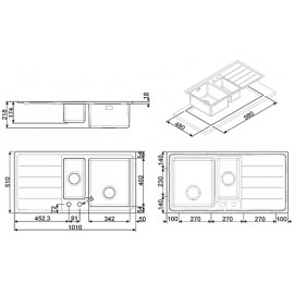 SMEG LFT102D MIRA KITCHEN SINK 1.5 BOWLS BRUSHED STAINLESS STEEL FLUSH FITTED