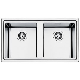 SMEG FLÄCHENBÜNDIGE EINBAUSPÜLE LFT862 DOPPELBECKEN EDELSTAHL SATINIERT