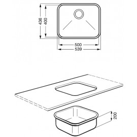 LAVELLO SMEG SOTTOTOP UM50 MONOVASCA ACCIAIO INOX 