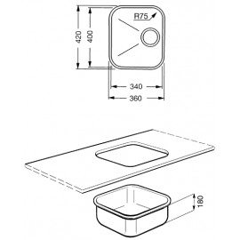SMEG UM34 UNDERMOUNTED KITCHEN SINK SINGLE BOWL BRUSHED STAINLESS STEEL 34 CM