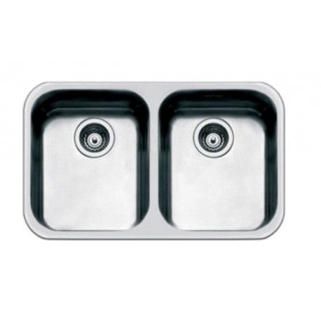 LAVELLO SMEG SOTTOTOP UM4040 2 VASCHE ACCIAIO INOX SATINATO