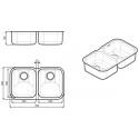 SMEG UM4040 FREGADERO BAJO DE ENCIMERA DE DOBLE SENO ACERO INOX AISI304