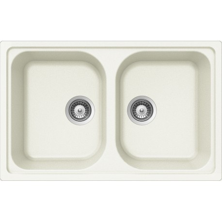 LAVELLO SCHOCK LITHOS N200S A - 2 VASCHE CRISTALITE BIANCO