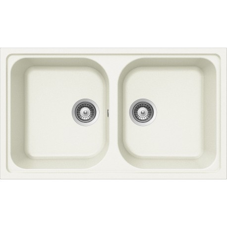LAVELLO SCHOCK LITHOS N200 A - 2 VASCHE CRISTALITE BIANCO ASSOLUTO