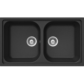 LAVELLO SCHOCK LITHOS N200 A - 2 VASCHE CRISTALITE NERO MATT