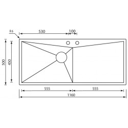 CM SPACE 116x50 EINBAUSPÜLE EDELSTAHL GEBÜRSTET