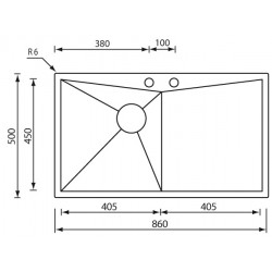 CM SPACE 86x50 EINBAUSPÜLE EDELSTAHL GEBÜRSTET