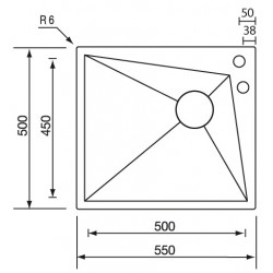 CM SPACE 55x50 EINBAUSPÜLE EDELSTAHL GEBÜRSTET