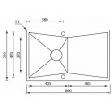 CM SPACE REVERS 86x52 ÉVIER 1 CUVE ACIER INOXYDABLE BROSSÉ