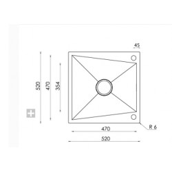 CM SPACE REVERS 55x52 ÉVIER 1 CUVE ACIER INOXYDABLE BROSSÉ