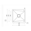 CM SPACE REVERS 55x52 FREGADERO DE UN SENO ACERO INOX AISI304