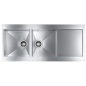 CM REVERS 116X52 KITCHEN SINK 2 BOWL BRUSHED STAINLESS STEEL - MADE IN ITALY