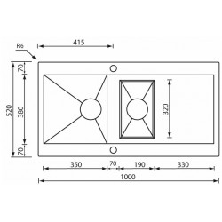 LAVELLO CM REVERS 100X52 1,5 VASCHE ACCIAIO INOX SATINATO