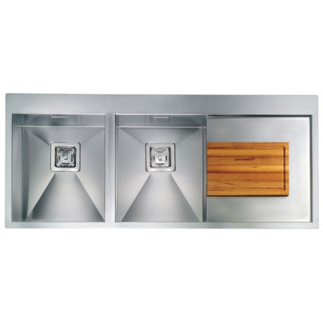 CM CLARK 116X50 KITCHEN SINK 2 BOWLS BRUSHED STAINLESS STEEL - MADE IN ITALY