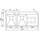 LAVELLO CM CLARK 116X50 2 VASCHE ACCIAIO INOX SATINATO