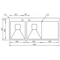 LAVELLO CM BATIK 116X50 2 VASCHE ACCIAIO INOX SATINATO