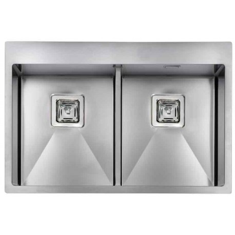 LAVELLO CM BATIK 77X50 2 VASCHE ACCIAIO INOX SATINATO