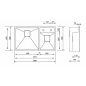 CM ARIEL 86x50 ÉVIER 1,5 CUVES ACIER INOXYDABLE BROSSÉ