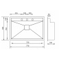 CM ARIEL 77x50 FREGADERO DE UN SENO ACERO INOX AISI304