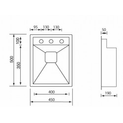 LAVELLO CM ARIEL 45X50 1 VASCA ACCIAIO INOX SATINATO