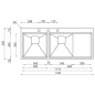 LAVELLO CM GLAMOUR MIX 116X50 2V 2 VASCHE ACCIAIO INOX SATINATO