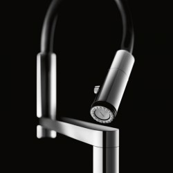 NOBILI MOVE SINGLE LEVER SINK MIXER KITCHEN TAP BRUSHED INOX AND BLACK RUBBER