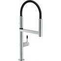 NOBILI MOVE  ROBINET MITIGEUR MONOCOMMANDE AVEC DOUCHETTE EXTRACTIBLE ACIER BROSS­­È ET CAUTCHOUC NOIR
