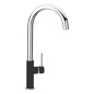SCHOCK AQUADROP GRIFO MONOCOMANDO PARA FREGADERO CAÑO ALTO CROMO Y NEGRO
