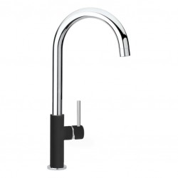 SCHOCK AQUADROP GRIFO MONOCOMANDO PARA FREGADERO CAÑO ALTO CROMO Y NEGRO PURO