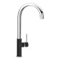 SCHOCK AQUADROP GRIFO MONOCOMANDO PARA FREGADERO CAÑO ALTO CROMO Y NEGRO PURO