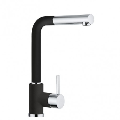 SCHOCK AQUAVIVA SINGLE LEVER KITCHEN SINK MIXER TAP WITH PULL OUT SPRAY CHROME AND PURE NOIR