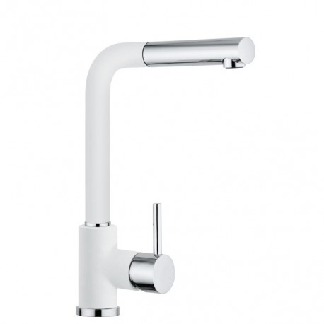 SCHOCK AQUAVIVA GRIFO MONOCOMANDO PARA FREGADERO CAÑO HORIZONTAL EXTRAÍBLE CROMO Y BLANCO PURO
