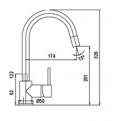 SCHOCK AQUAPLAN GRIFO BAJO VENTANA MONOCOMANDO PARA FREGADERO CAÑO ALTO EXTRAIBLE CROMADO