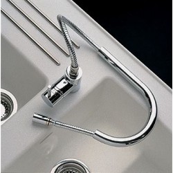 SCHOCK AQUAPLAN UNDER WINDOW KITCHEN SINGLE LEVER SINK MIXER TAP WITH PULL OUT SHOWER CHROME
