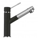 SCHOCK NEW AQUAFLEX MISCELATORE MONOCOMANDO CON DOCCETTA ESTRAIBILE CROMO E NERO PURO