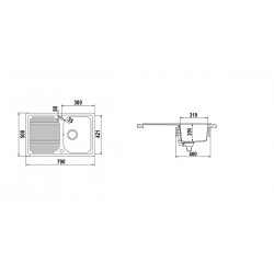 SCHOCK KITCHEN SINK LITHOS D100S - 1 BOWL CRISTALITE OATMEAL