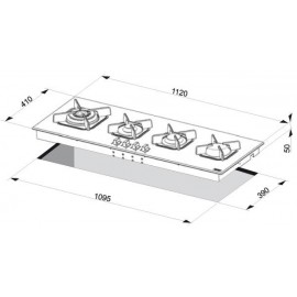 TABLE DE CUISSON LOFRA VEGA 112 VERRE NOIR  - 112 CM