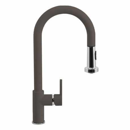SCHOCK AQUAALTO SINGLE LEVER SINK MIXER TAP WITH PULL OUT SPRAY ASPHALT