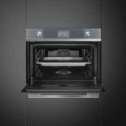 HORNO COMPACTO COMBINADO VAPOR SMEG SF4102VCS CRISTAL SILVER