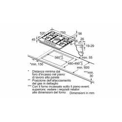 BOSCH GAS HOB PGS7B5B90 STAINLESS STEEL 75 CM