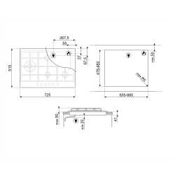 PIANO COTTURA SMEG PX375L ACCIAIO INOX 73 CM