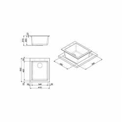 SMEG SYNTHETIC KITCHEN SINK VZ40CT RIGAE SERIES - 1 BOWL CONCRETE