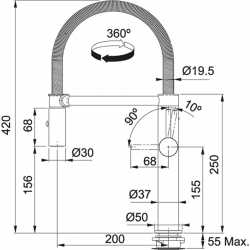 FRANKE PESCARA L DOCCIA GRIFO MONOCOMANDO PARA FREGADERO EXTRAÍBLE ACERO INOXIDABLE SATINADO